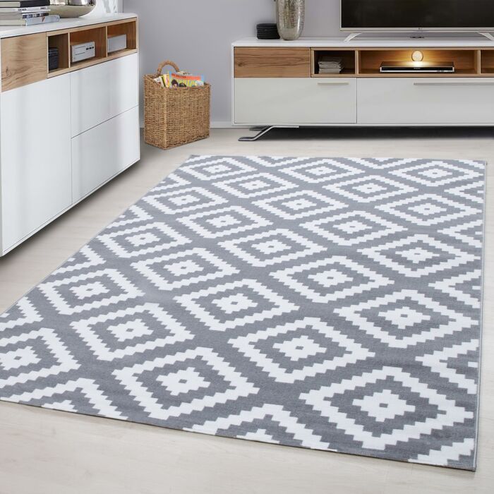 Plus Rhombus koberec nízky vlas obdĺžnik 80x150cm sivá