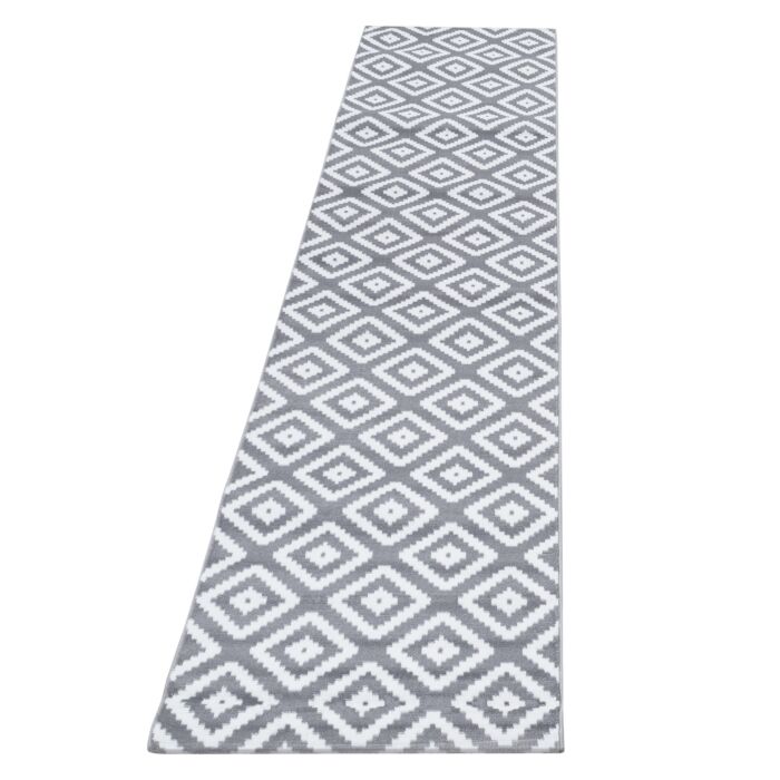 Plus Rhombus koberec nízky vlas behúň 80x300cm sivá