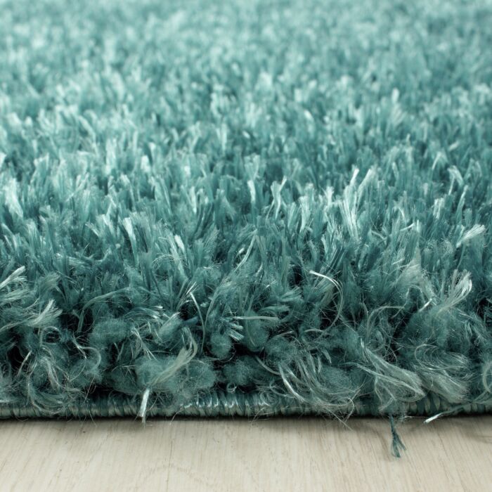 Brilliant Shaggy koberec vysoký vlas kruh Ø 120cm aqua modrá