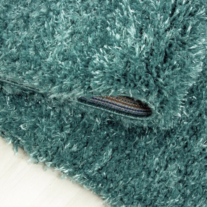 Brilliant Shaggy koberec vysoký vlas kruh Ø 120cm aqua modrá