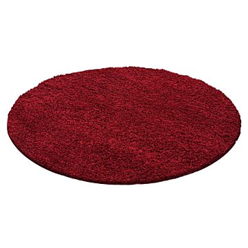 Life Shaggy koberec vysoký vlas kruh Ø 80cm červená