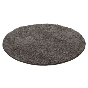Life Shaggy koberec vysoký vlas kruh Ø 120cm sivohnedá
