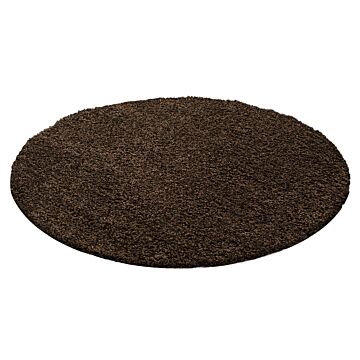 Dream Shaggy koberec vysoký vlas kruh Ø 80cm hnedá