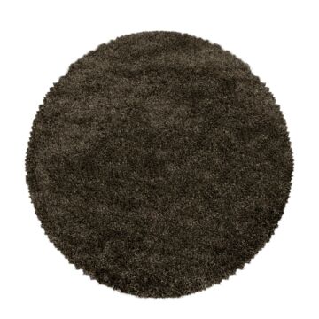 Fluffy Shaggy koberec vysoký vlas kruh Ø 80cm hnedá