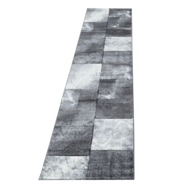 Hawaii Tetris koberec nízky vlas behúň 80x300cm sivá
