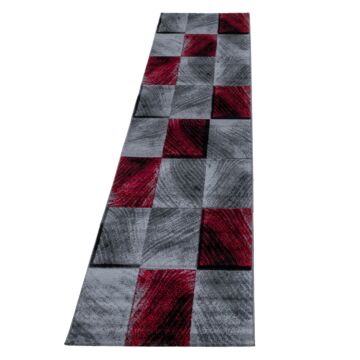 Plus Blok koberec nízky vlas behúň 80x300cm červená