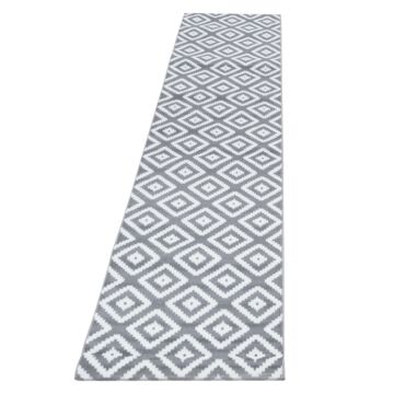 Plus Rhombus koberec nízky vlas behúň 80x300cm sivá