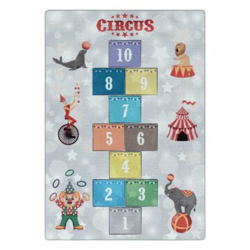 Play Skákanie Panáka Cirkus protišmykový hrací koberec slučkový vlas obdĺžnik 120x170cm sivá